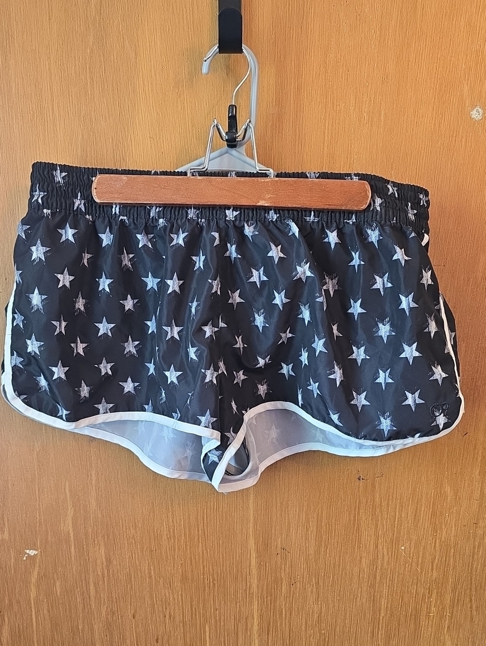 OP Black Star-Print Athletic Shorts with White Trim